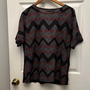 The Limited Multicolor Chevron Short Sleeve Top
